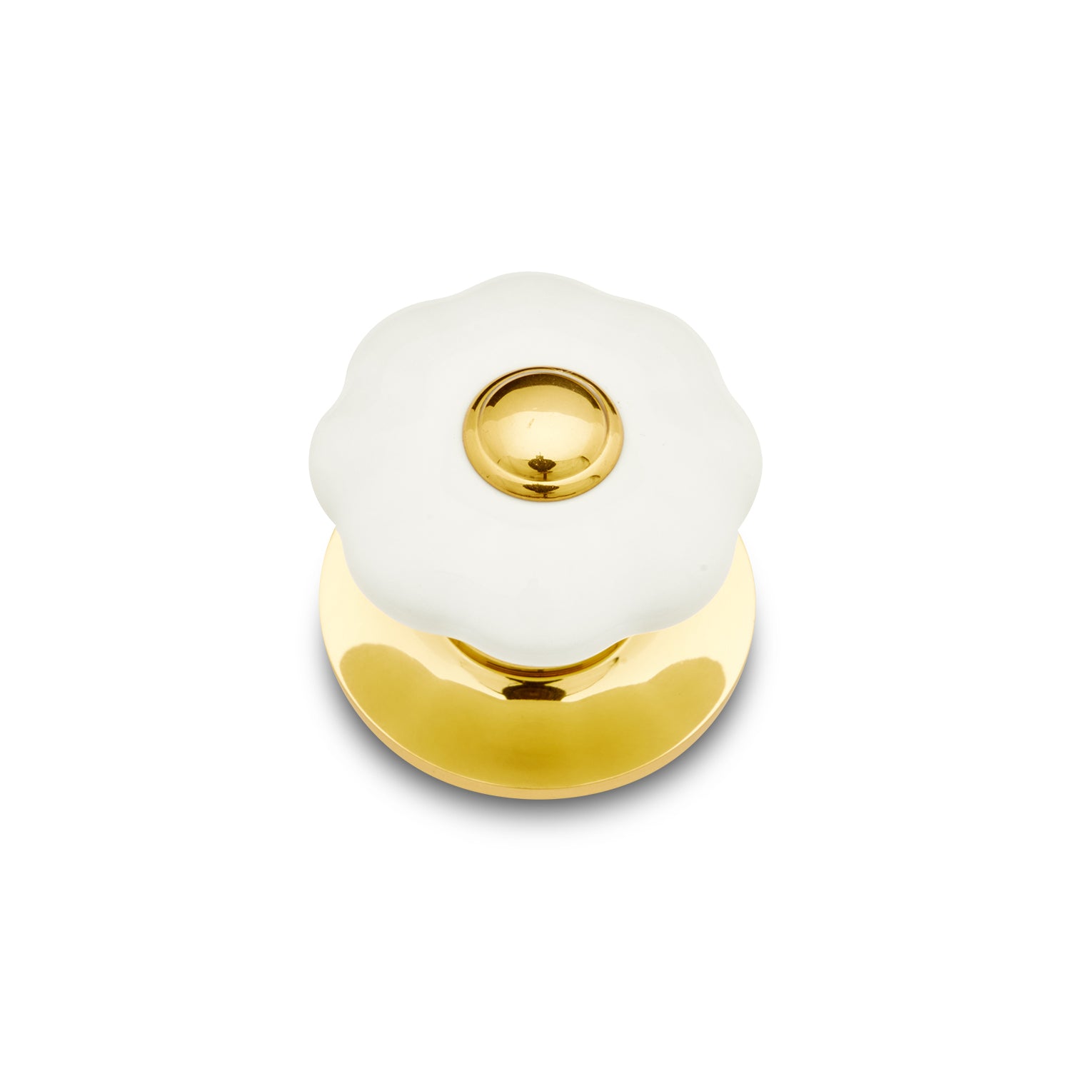 Flowery Porcelain Knob with Brass Tip