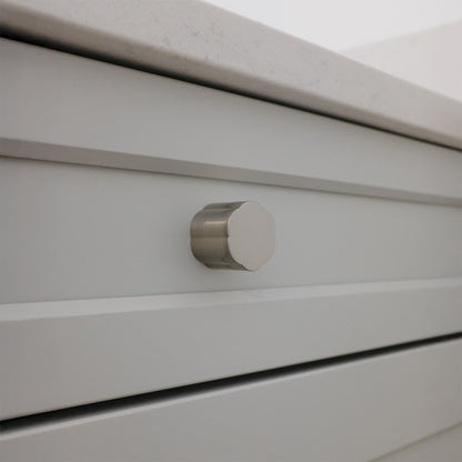 Flower Knob in Satin Brass on Kitchen Drawer.