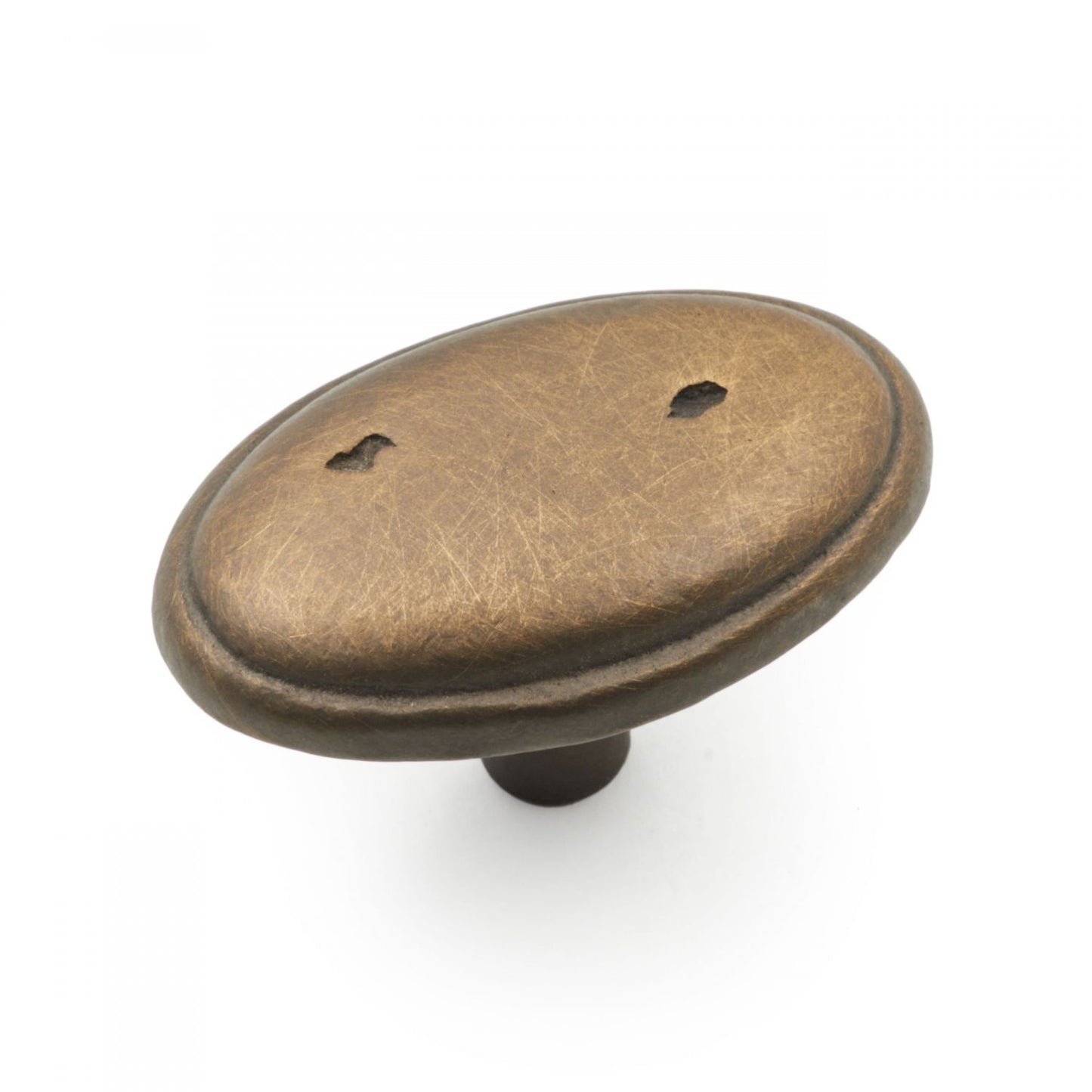 Distressed Oval Knob with Ring Edge